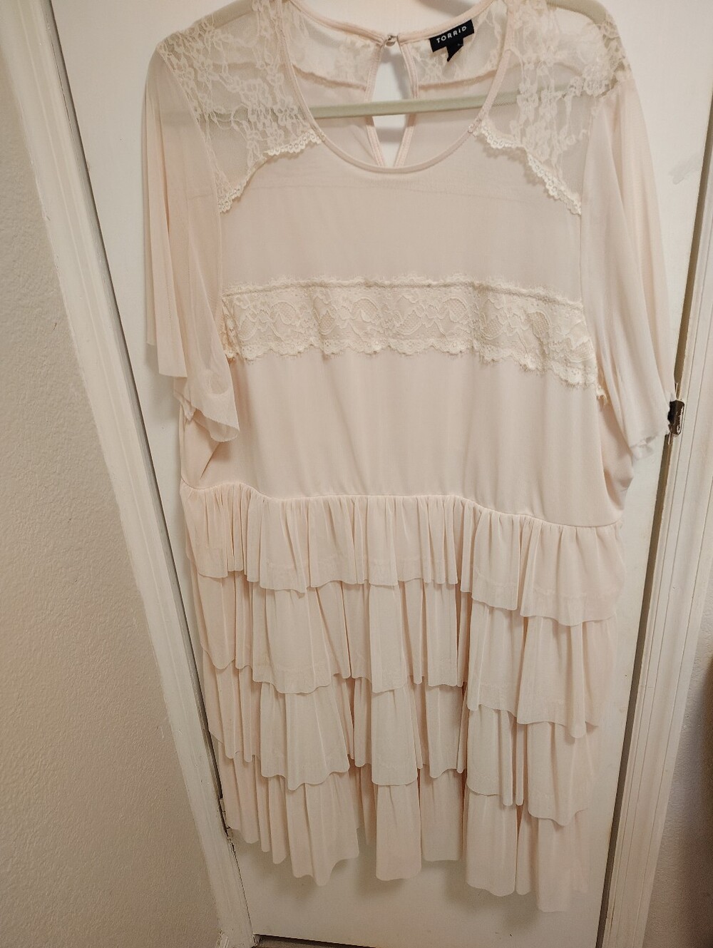 torrid Blush Lace Tiered Ruffle Dress